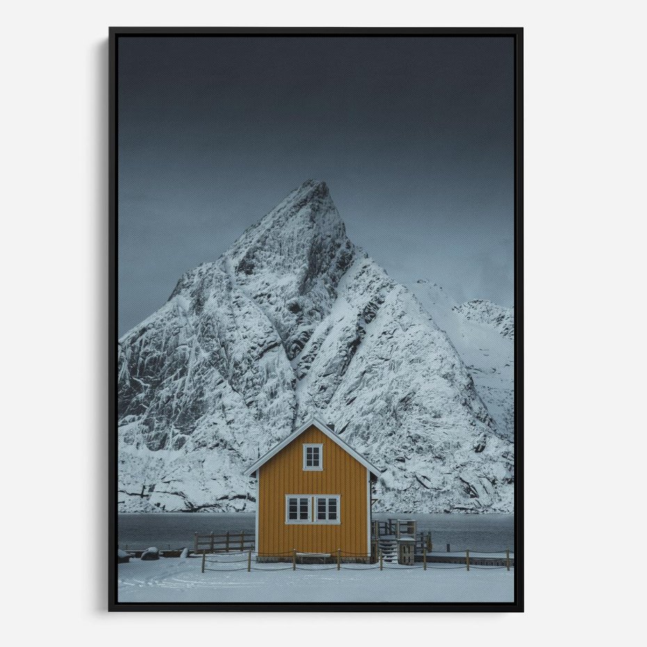 Obraz w ramie 50x70 - Urok Norweskich Domków - Skandynawia, Norwegia - rama czarna