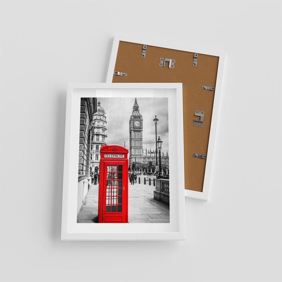 Plakat w ramie 30x40 - Ikoniczna budka w Londynie - Londyn, budka - rama biała