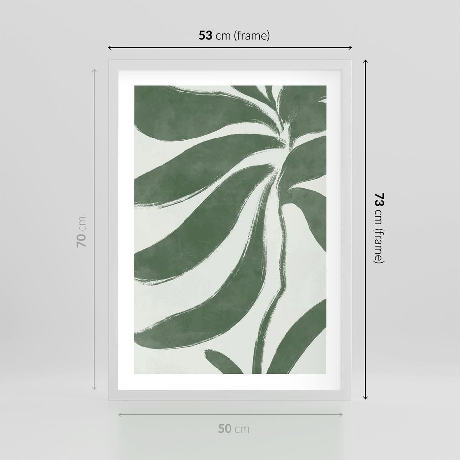 Plakat w ramie 50x70 - Zieleń Wewnętrznego Spokoju - zielony plakat, roślinne inspiracje - rama biała