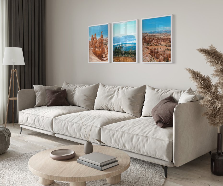 Zestaw obrazy w ramie 30x40 galeria - Kanion, pustynia, widok, pejzaż - rama biała