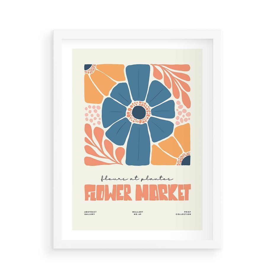 Plakat w ramie 50x70 - Rozbijające Widoki - kwiaty, nowoczesny plakat - rama biała