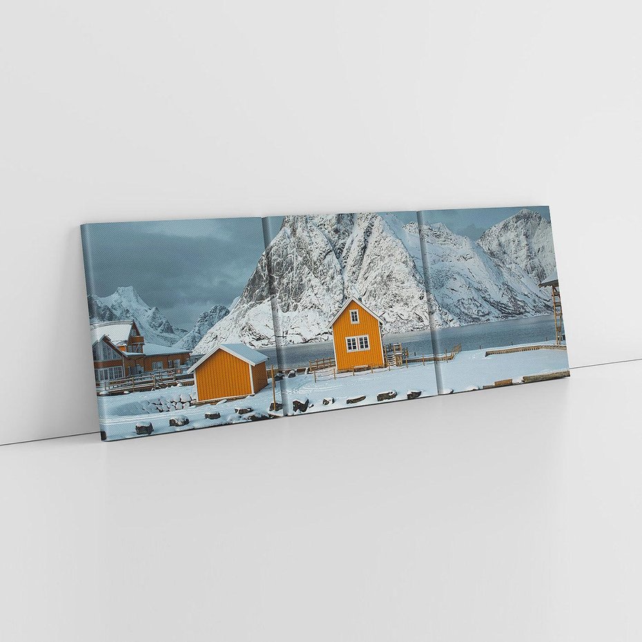 Obraz na płótnie 120x40 - Minimalizm i Urok Natury - skandynawskie, domki