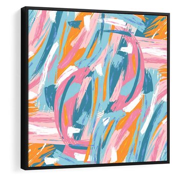 Obraz w ramie 50x50 - Refleksje w krainie abstrakcji - abstrakcja, energiczne pociągnięcia pędzla - rama czarna