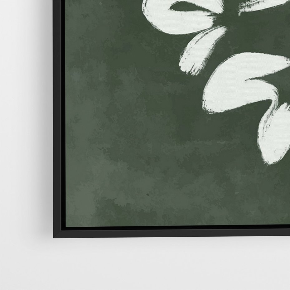 Obraz w ramie 70x100 - Rozkwitające Zielone Gałęzie - abstrakcyjne delikatne zielone linie, podobne do gałęzi kwiatów - rama czarna