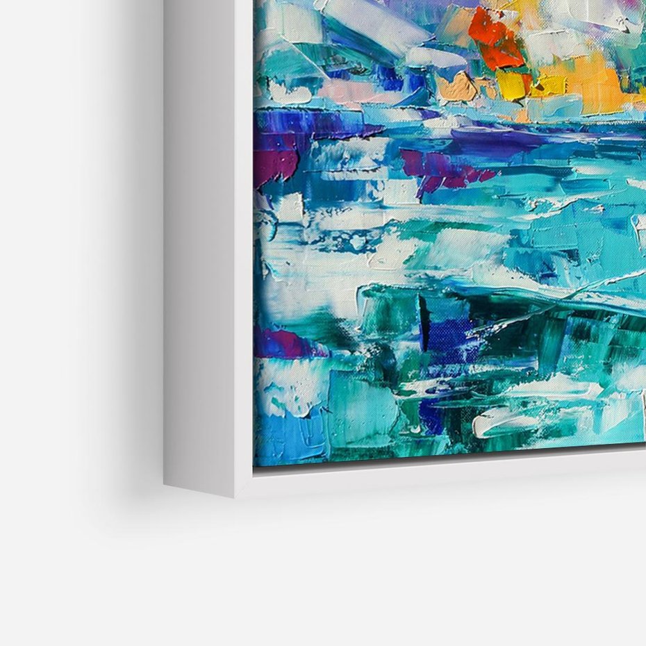 Obraz w ramie 120x80 - Mistyka Górskich Marzeń - abstrakcja, pejzaż gór - rama biała