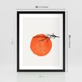 Plakat w ramie 40x50 - Słońce i Gałązka - pomarańczowe słońce, gałązka - rama czarna