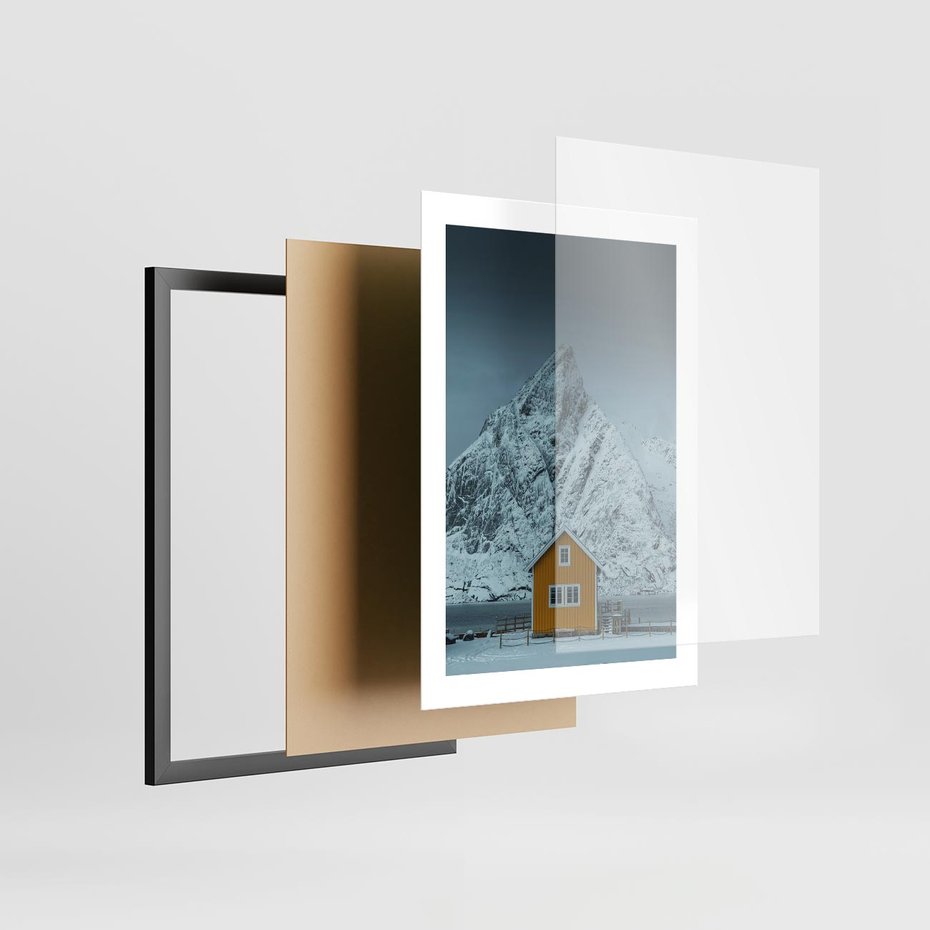 Plakat w ramie 30x40 - Urok Norweskich Domków - Skandynawia, Norwegia - rama czarna
