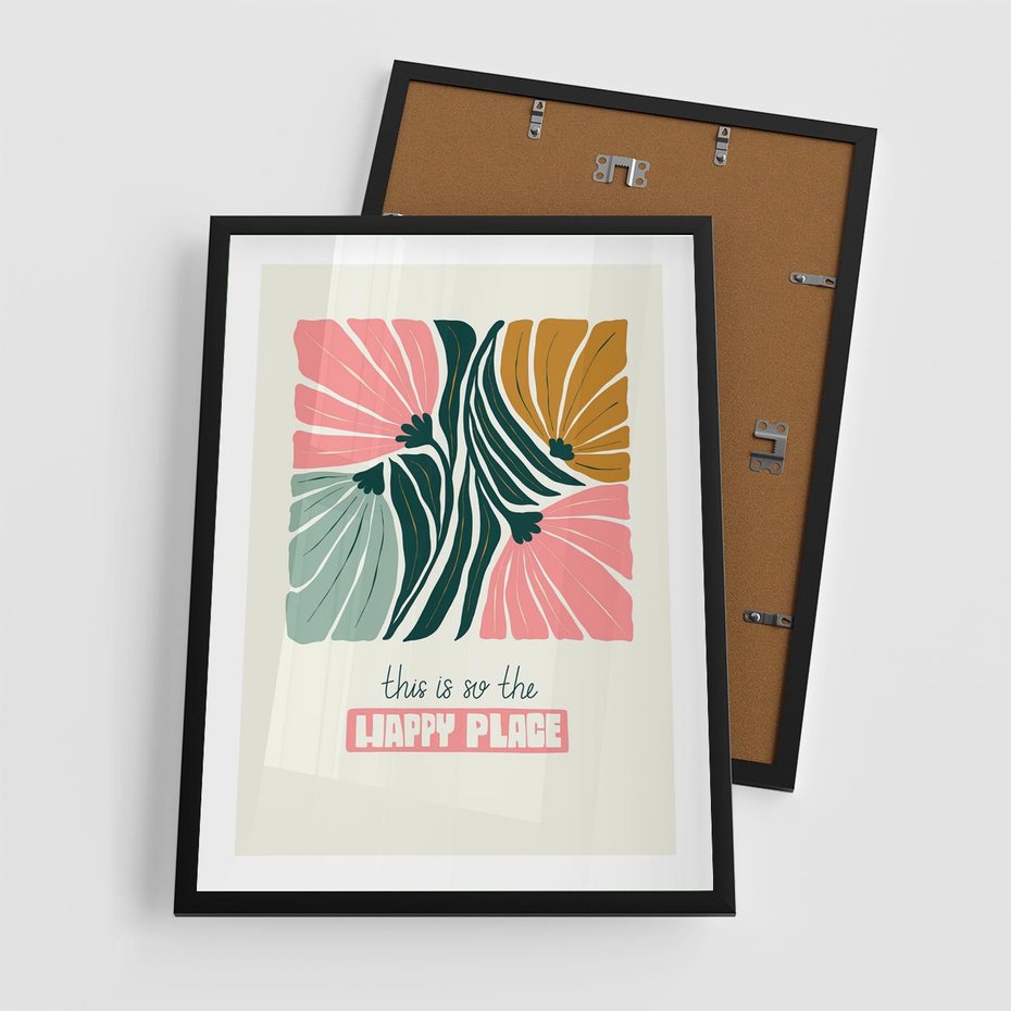 Plakat w ramie 50x70 - Impresje kwiatowej abstrakcji - retro kwiatowa grafika, kompozycja - rama czarna