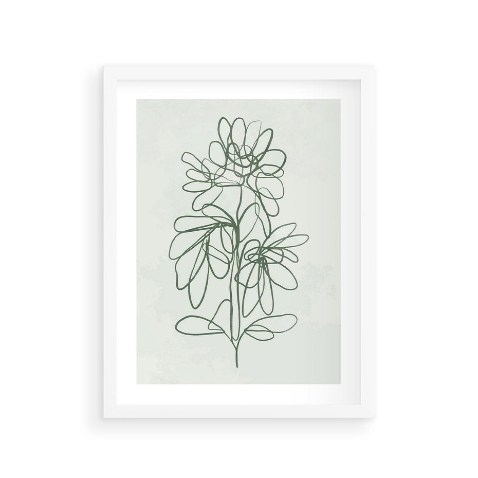 Plakat w ramie 30x40 - Spokojne Poddanie Naturze - zielony plakat, roślinne inspiracje - rama biała