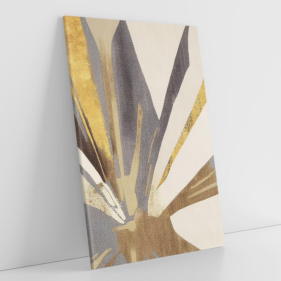 Obraz na płótnie 50x70 - Szept roślinnych emocji - olejna abstrakcja, złoto i brąz