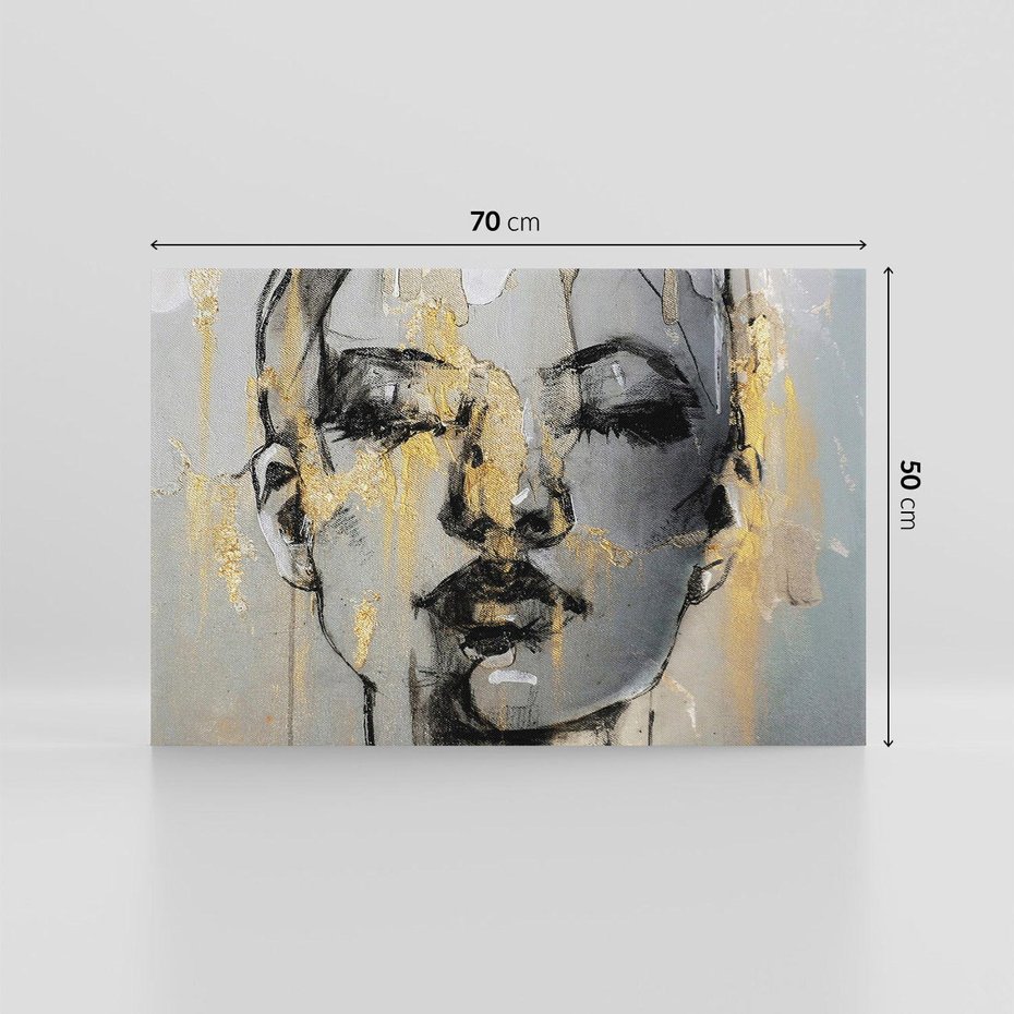 Obraz na płótnie 70x50 - Kobieta - Abstrakcyjne Malowidło - złote, usta abstrakcja