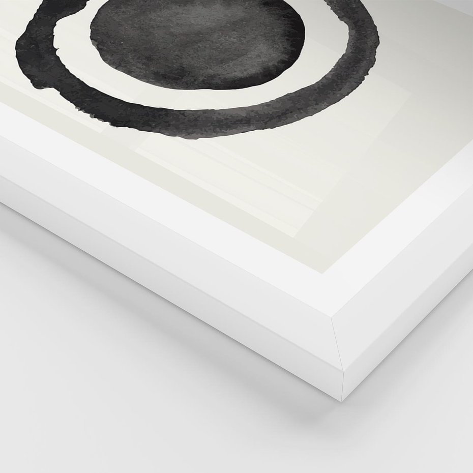 Plakat w ramie 30x40 - Bezgraniczne Widoki - abstrakcyjne plamy okręgi, akwarelowe - rama biała