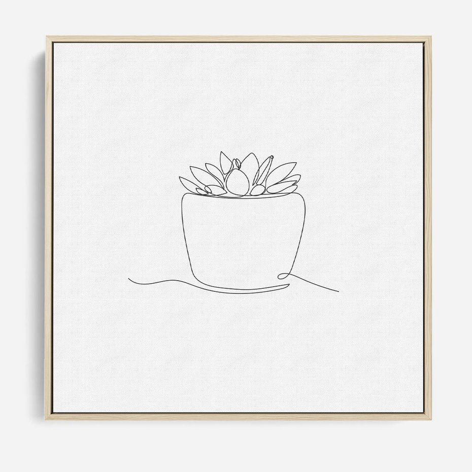 Obraz w ramie 80x80 - Rozkwitające Echa - szkic, minimalizm - rama drewno