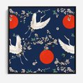 Obraz w ramie 50x50 - Japońskie Żurawie Indygo - sztuka japońska, japonia - rama czarna