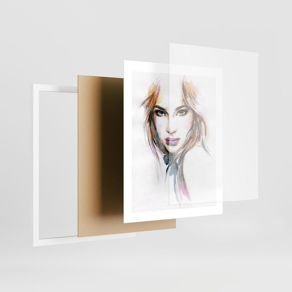 Plakat w ramie 40x50 - Abstrakcyjny portret kobiecy - grafika, kobieta - rama biała