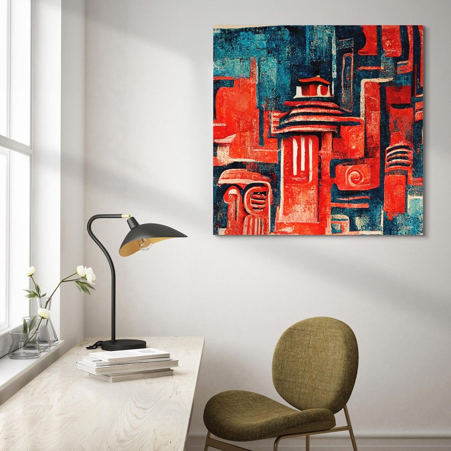 Obraz na płótnie 30x30 - Mistyka Wschodnich Światów - orientalna sztuka, nawiązanie do Japonii