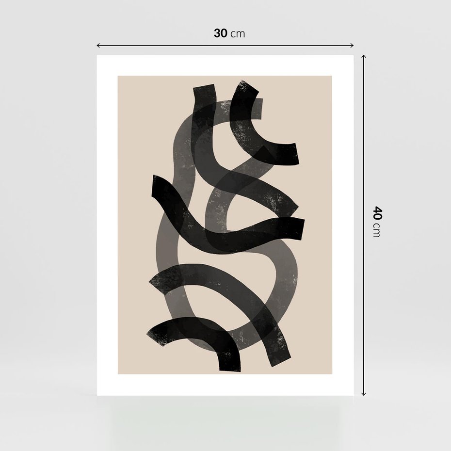 Plakat bez ramy 30x40 - Strukturalne Odbicia Innowacji - zaplątane minimalistyczne linie, na bezowym tle