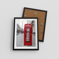 Plakat w ramie 30x40 - Londyńska budka w perspektywie - budka, Londyn - rama czarna