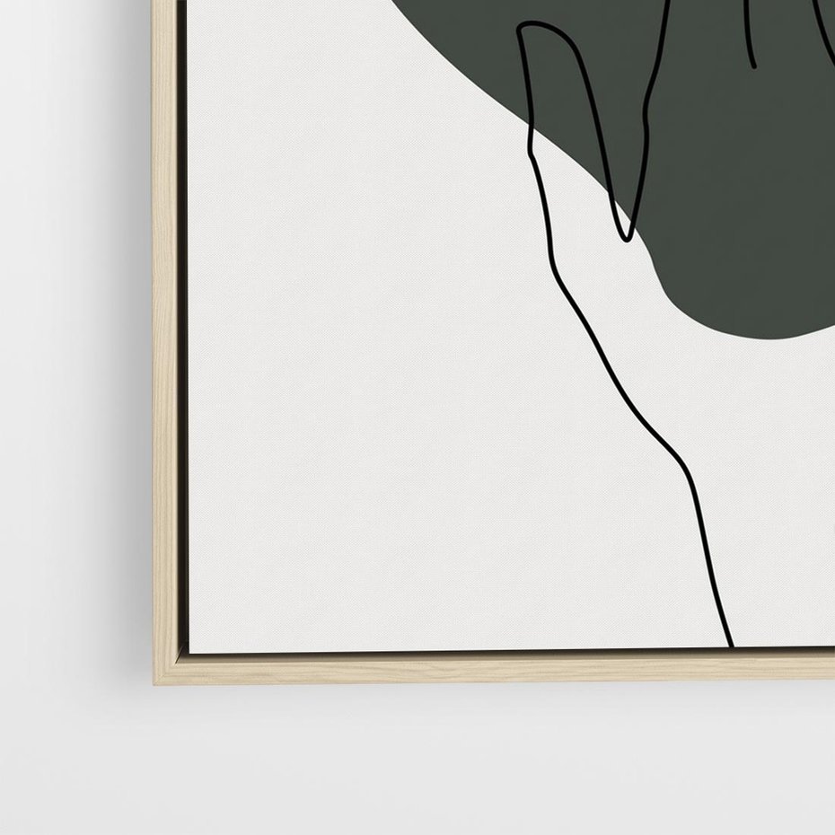 Obraz w ramie 80x80 - Bezczasowe Echo - szkic jedną linią, one line - rama drewno