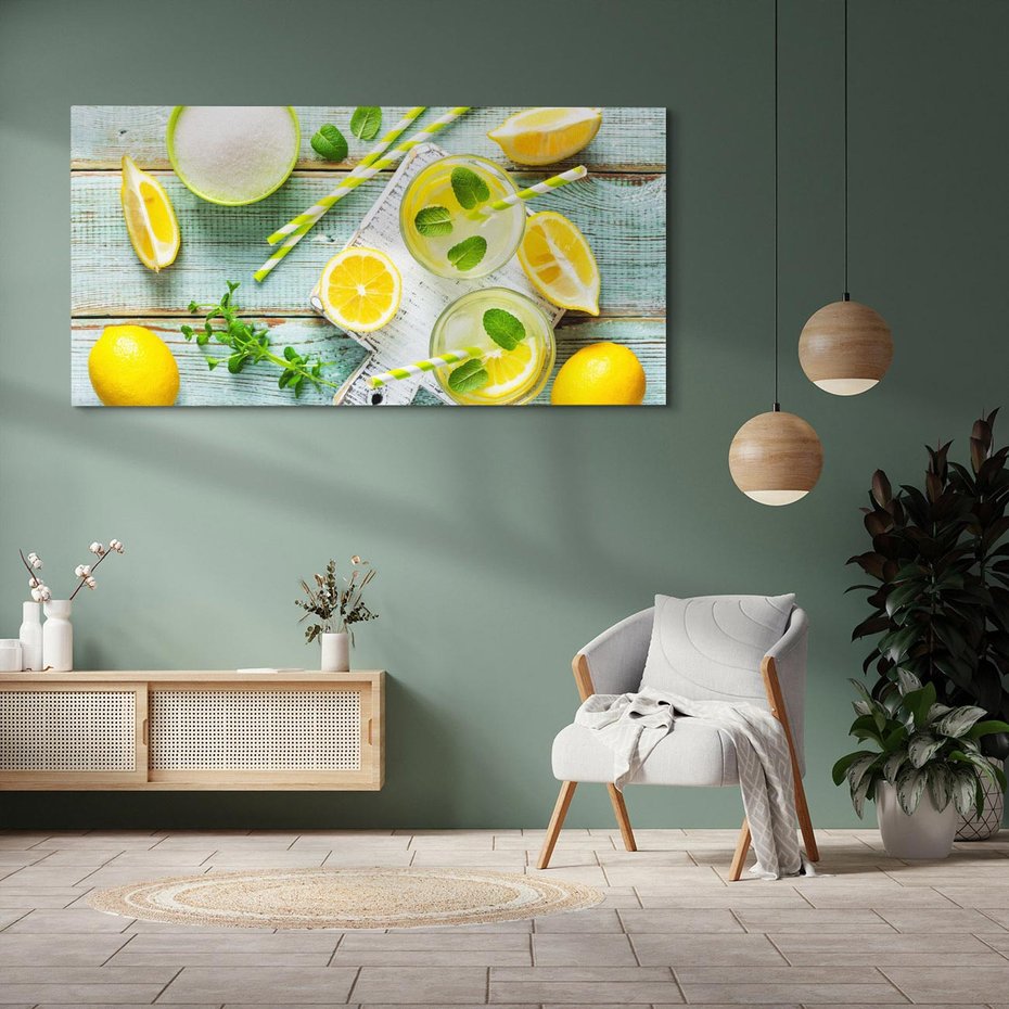 Obraz na płótnie 100x50 - Cytrynowe Orzeźwienie - cytryny, lemoniada