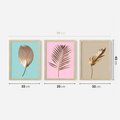 Zestaw obrazy w ramie 30x40 galeria - Złote, liście, palma, pastelowe, gold - rama drewno