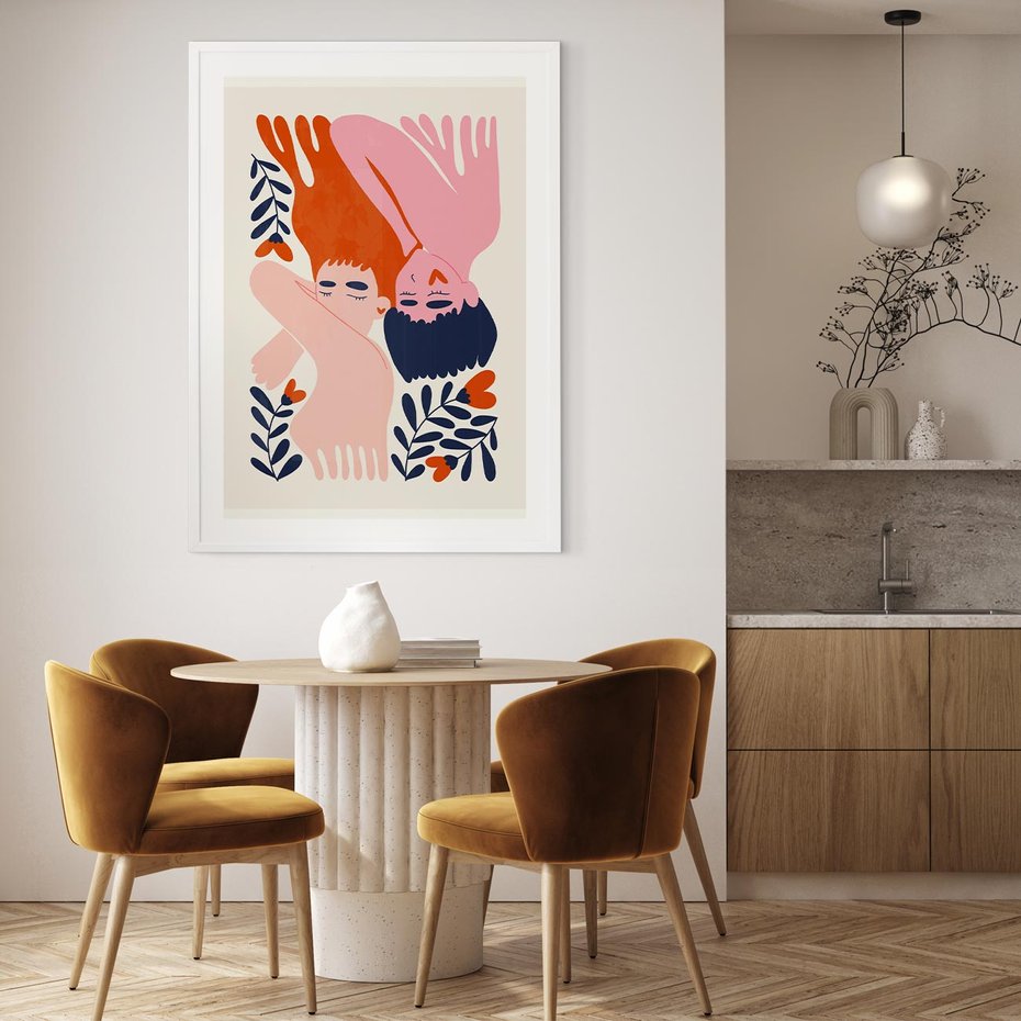 Plakat bez ramy 40x50 - Miłość w Dwóch Sercach - miłość, para zakochanych