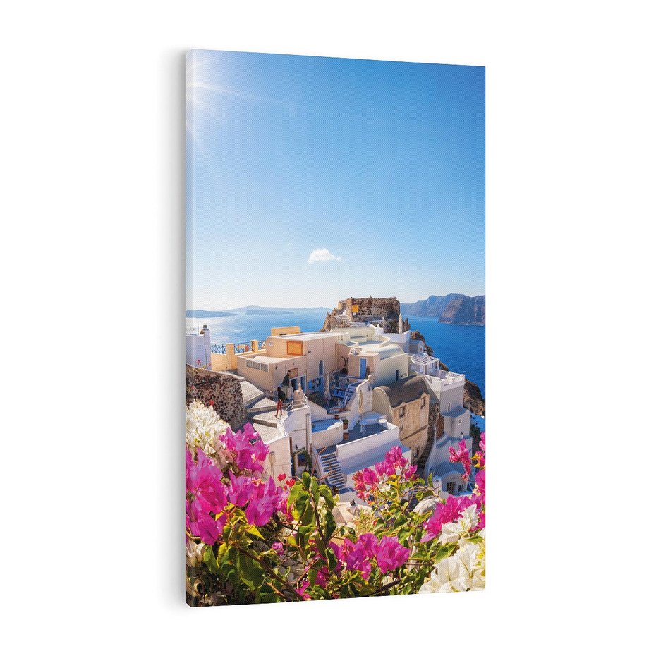 Obraz na płótnie 80x120 - Błękit morza i białe domy - Santorini, Grecja