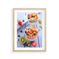 Plakat w ramie 30x40 - Świeżość i Zdrowie - sałatka, owoce - rama drewno