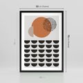 Plakat w ramie 50x70 - Geometryczna Ekspresja - geometryczny graficzny obraz, pomarańczowe koło - rama czarna