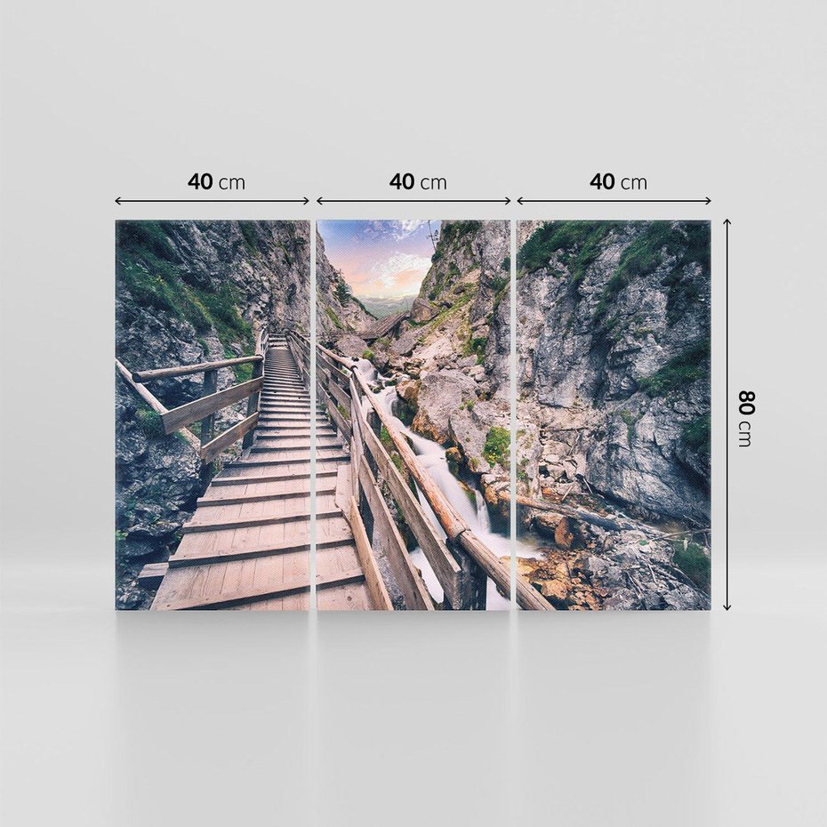 Obraz na płótnie 120x80 - Schody w skałach - Góry - schody, skały