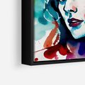 Obraz w ramie 50x50 - Abstrakcyjna ekstaza barw - abstrakcyjny portret kobiety, szkic czarną kreską - rama czarna