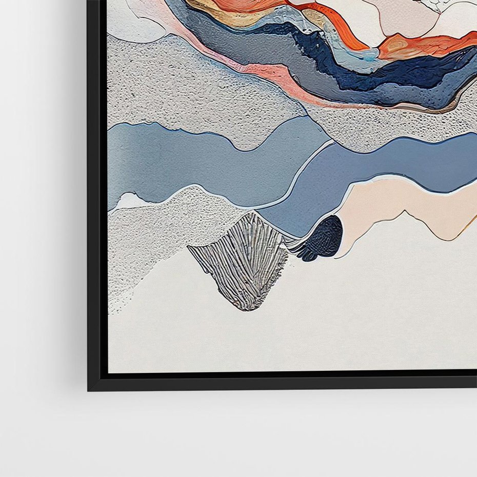 Obraz w ramie 50x50 - Dynamiczne Góry - akwarelowe graficzne góry, krajobraz - rama czarna