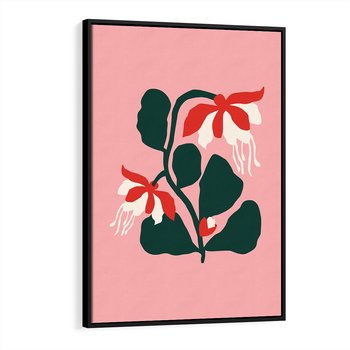 Obraz w ramie 50x70 - Migotliwa Kreatywność - abstrakcyjne kwiaty, różowe tło - rama czarna