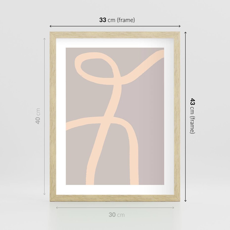 Plakat w ramie 30x40 - Beżowe Boho Zaplątanie - minimalistyczny obraz, nowoczesny - rama drewno