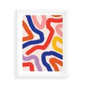 Plakat w ramie 50x70 - Intrygujące Widzenia - abstrakcyjny kolorowy obraz, kolorowe linie - rama biała