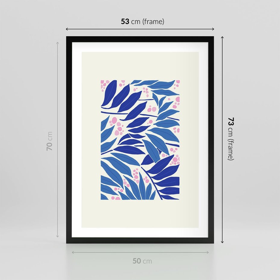 Plakat w ramie 50x70 - Kolorowy Wir - liściasta kompozycja, nowoczesny plakat - rama czarna