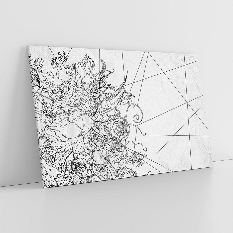 Obraz na płótnie 70x50 - Refleksje w martwym punkcie - graficzny szkic, kompozycja kwiatów