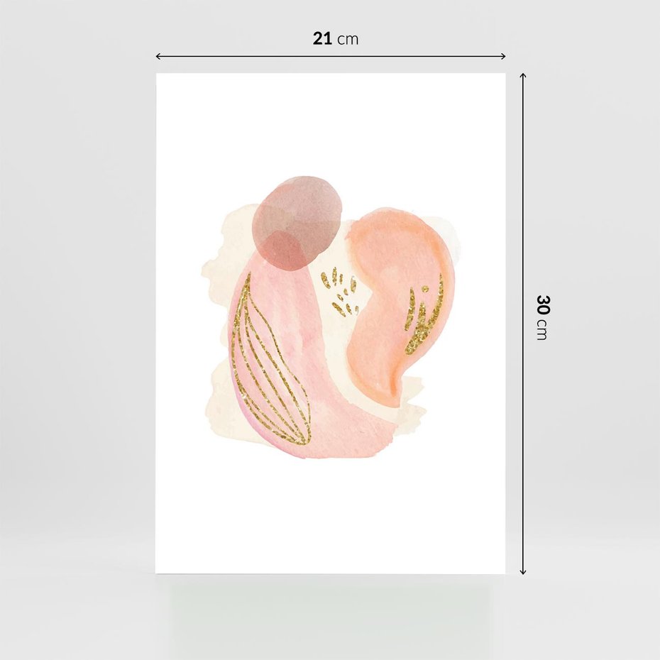 Plakat bez ramy 21x30 - Impresje Przenikających Form - abstrakcyjne akwarelowe plamy, minimalizm