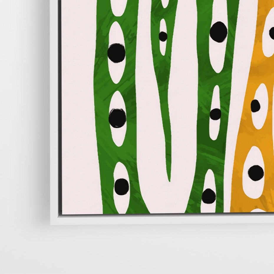 Obraz w ramie 50x50 - Migocące Zmaganie - abstrakcyjny obraz, dziwne kształty - rama biała