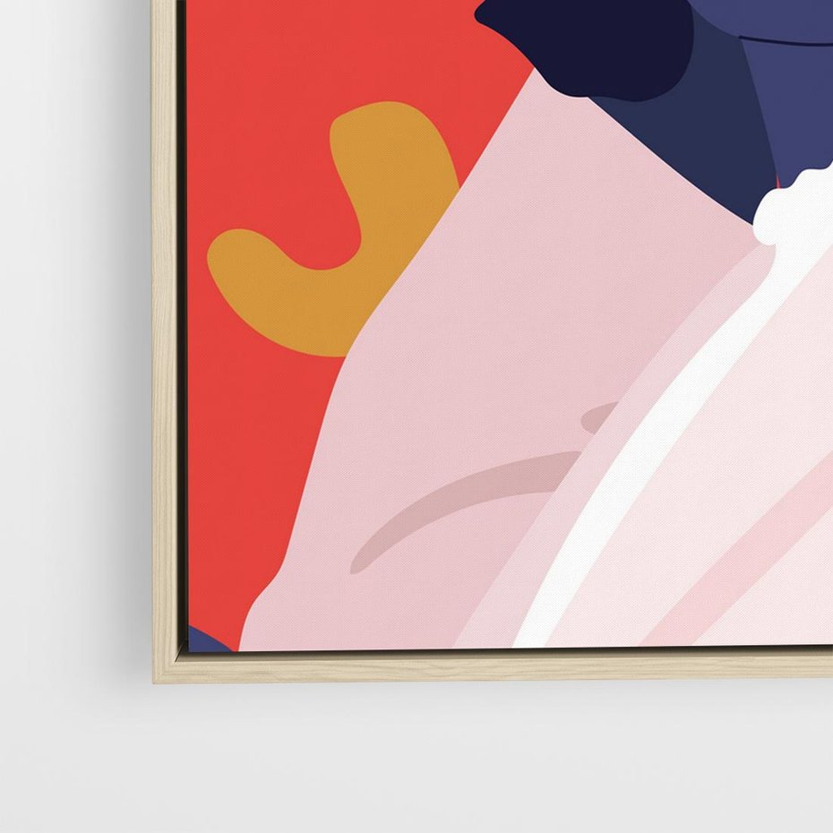 Obraz w ramie 50x50 - Kobieca Przenikliwość - nowoczesny plakat, styl retro - rama drewno