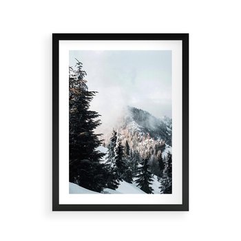 Plakat w ramie 30x40 - Góry, Las i Śnieg na Obrazie - góry, las - rama czarna