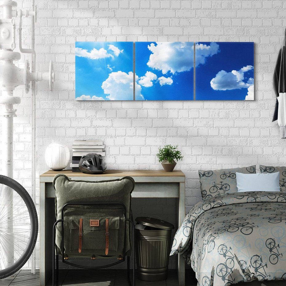 Obraz na płótnie 150x50 - Niebiańska panorama: Słońce, niebo i chmury - niebo, słońce