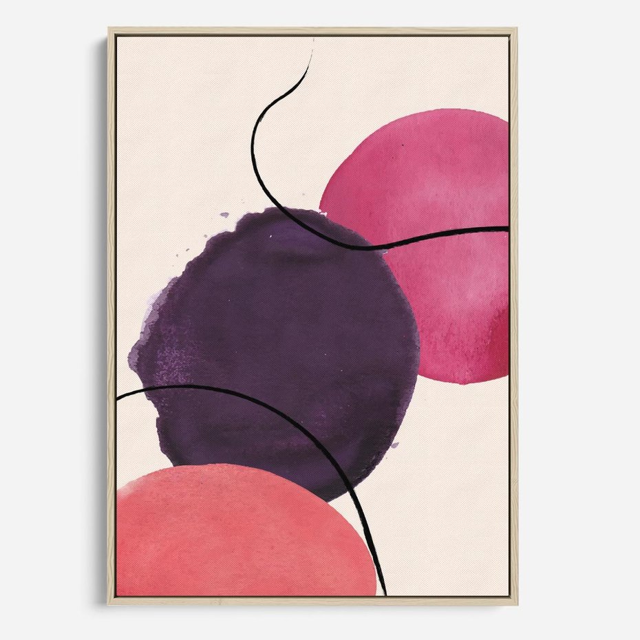 Obraz w ramie 80x120 - Migotliwe Widzenia - abstrakcyjne akwarelowe plamy, nieregularne linie - rama drewno