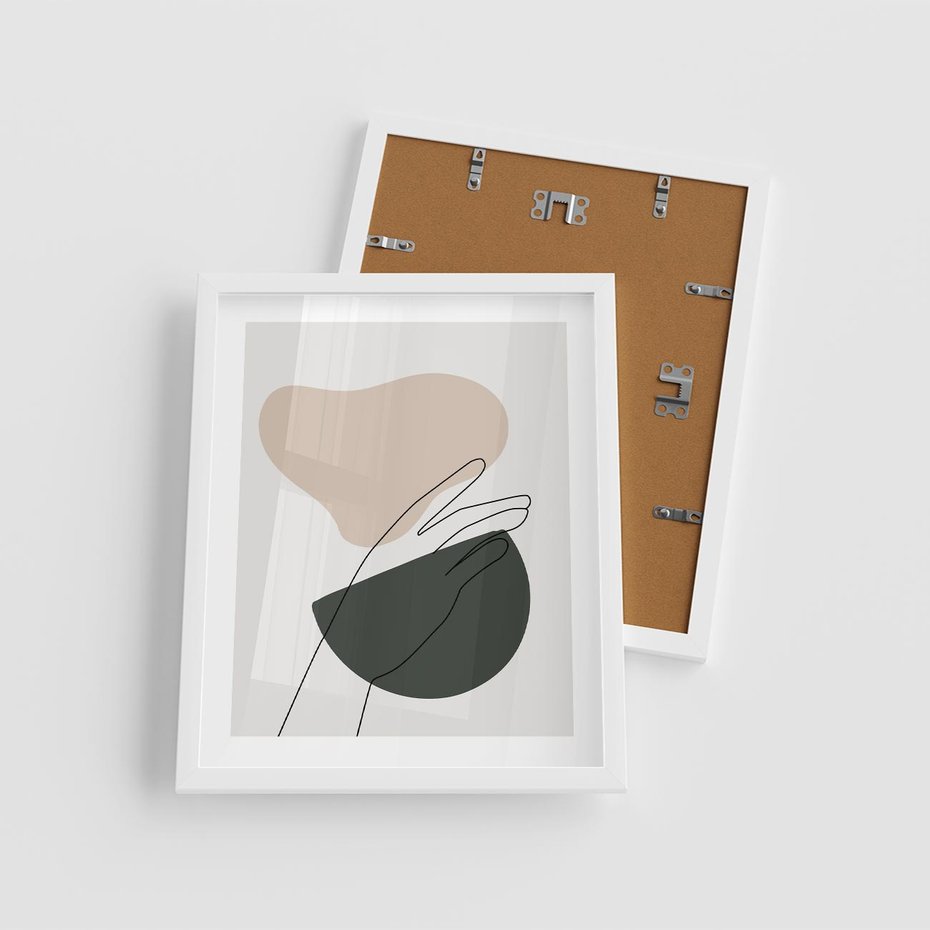 Plakat w ramie 40x50 - Rozkwitająca Opowieść - szkic jedną linią, one lone - rama biała