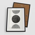 Plakat w ramie 50x70 - Tajemnicza Kompozycja - abstrakcyjne czarno białe formy, minimalizm - rama czarna