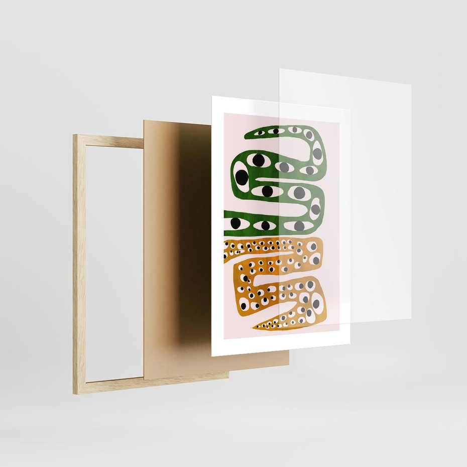 Plakat w ramie 30x40 - Mroczne Wypaczenia - abstrakcyjny obraz, dziwne kształty - rama drewno