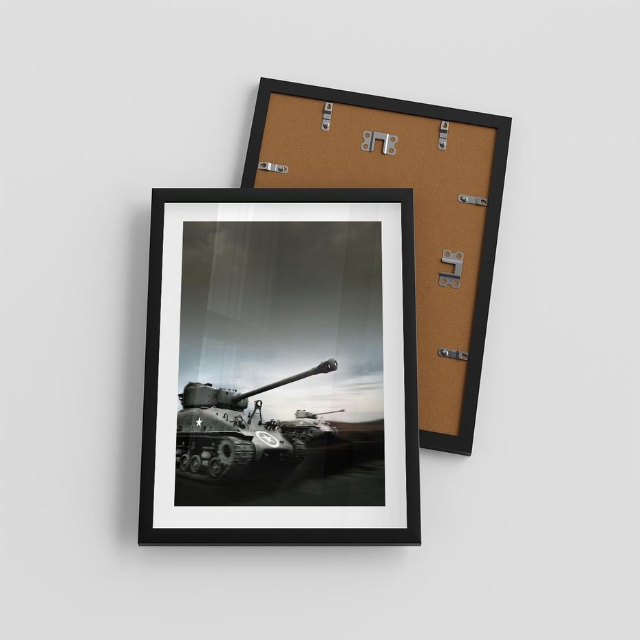 Plakat w ramie 30x40 - Siła i determinacja: czołgi wojenne - czołgi, wojna - rama czarna