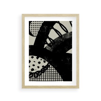 Plakat w ramie 50x70 - Nieznanie Zaskoczenia - bstrakcyjna mroczna kompozycja, nieregularne - rama drewno