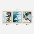 Zestaw obrazy w ramie 30x40 galeria - Tropikalna, plaża, morze, palmy - rama drewno