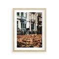 Plakat w ramie 30x40 - Rowery w Mieście pełnym Liści - rower, miasto - rama drewno